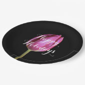 Kerstfeestdag Floral Tulips Pink  2019 Papieren Bordje (Gekanteld)