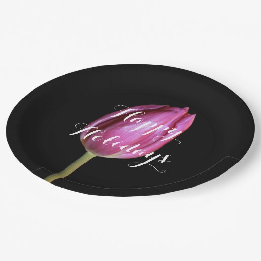 Kerstfeestdag Floral Tulips Pink  2019 Papieren Bordje (Gekanteld)