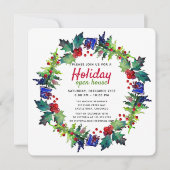 Kerstfeestdag Floral Wreate Open House Kaart (Voorkant)