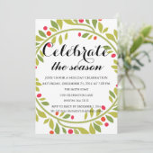 Kerstfeestdag Floral WreatFamily Party Kaart (Staand voorkant)