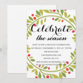 Kerstfeestdag Floral WreatFamily Party Kaart (Voorkant / Achterkant)