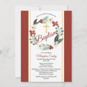 Kerstfeestdag Floral Wreath Baby Baptism Invit Kaart (Voorkant)