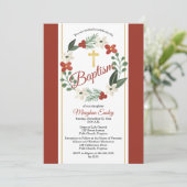 Kerstfeestdag Floral Wreath Baby Baptism Invit Kaart (Staand voorkant)