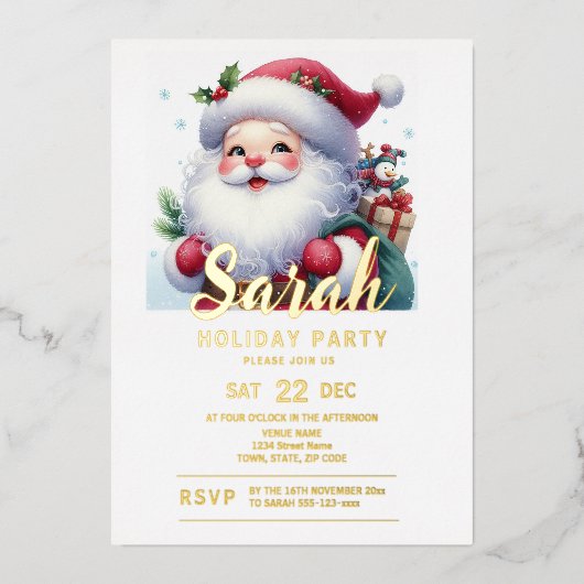 Kerstfeestdag Folie Uitnodiging (Voorkant)