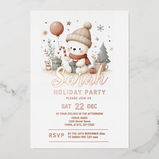 Kerstfeestdag Folie Uitnodiging (Voorkant)