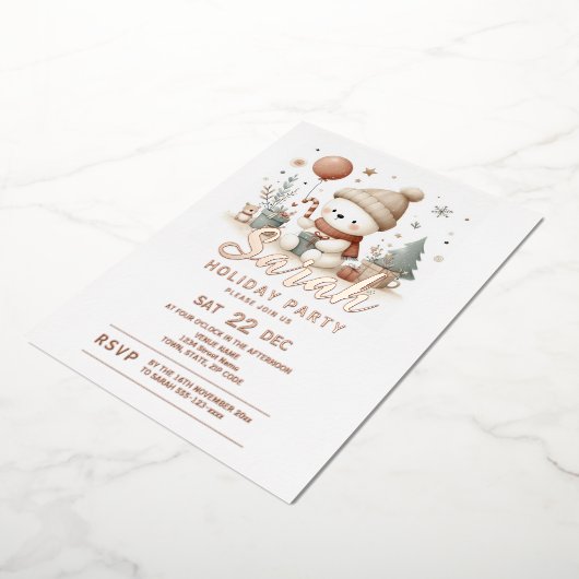 Kerstfeestdag Folie Uitnodiging (Gedraaid)