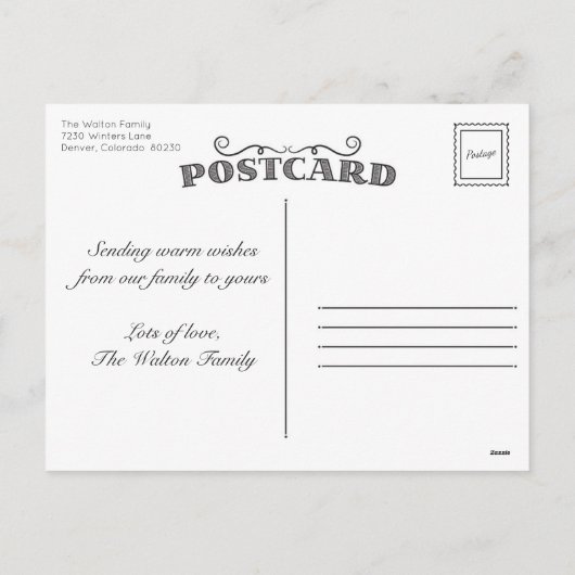 Kerstfeestdag Foto Briefkaart (Achterkant)