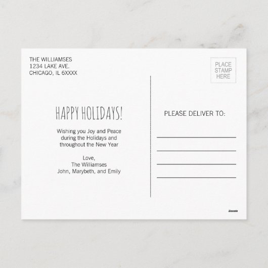 Kerstfeestdag Foto Briefkaart (Achterkant)