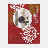 Kerstfeestdag Foto Damask Patroon Fleece Deken (Voorkant)