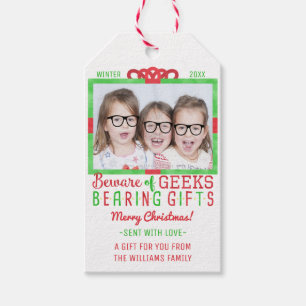 Kerstfeestdag Foto   Funny Geeks Cadeaulabel