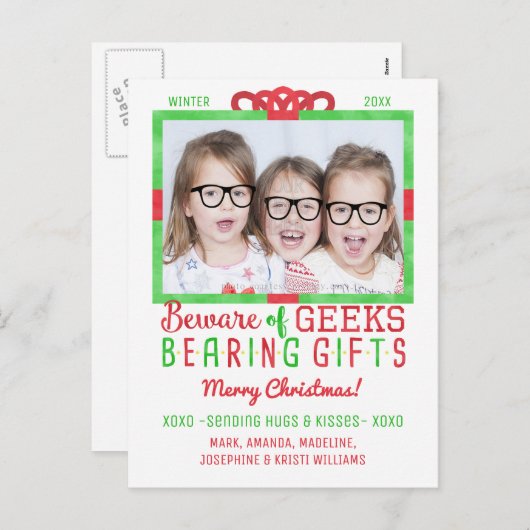 Kerstfeestdag Foto| Funny Geeks Feestdagenkaart (Voorkant / Achterkant)