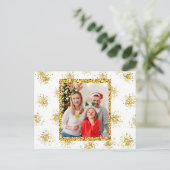 Kerstfeestdag Foto Gold Glitter Briefkaart (Staand voorkant)