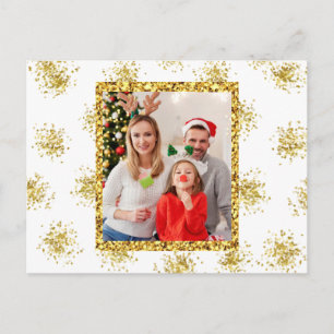 Kerstfeestdag Foto Gold Glitter Briefkaart
