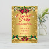 Kerstfeestdag Foto Gold Red Kaart (Staand voorkant)