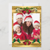 Kerstfeestdag Foto Gold Red Kaart (Achterkant)