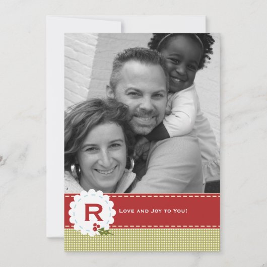 kerstfeestdag foto-monogram feestdagenkaart (Voorkant)