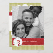 kerstfeestdag foto-monogram feestdagenkaart (Voorkant / Achterkant)