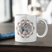 Kerstfeestdag Foto Simple Greenery Circle Grote Koffiekop