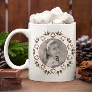 Kerstfeestdag Foto Simple Greenery Circle Grote Koffiekop