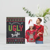Kerstfeestdag Foto Ugly Sweater Chalkboard Feestdagenkaart (Staand voorkant)
