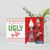 Kerstfeestdag Foto Ugly Sweater Fun Red Green Feestdagenkaart (Staand voorkant)