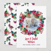 Kerstfeestdag, foto van Floral met geschreeuw Feestdagenkaart (Voorkant / Achterkant)