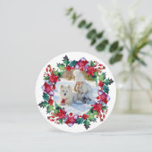 Kerstfeestdag, foto van Floral met geschreeuw Feestdagenkaart (Staand voorkant)