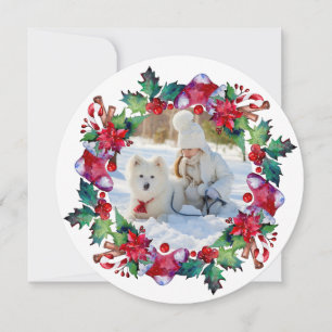 Kerstfeestdag, foto van Floral met geschreeuw Feestdagenkaart