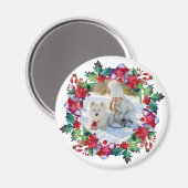 Kerstfeestdag, foto van Floral met geschreeuw Magneet (Voorkant / Achterkant)