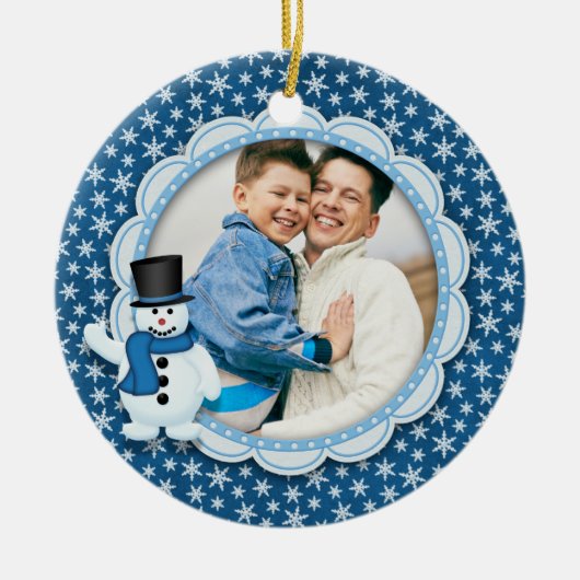 Kerstfeestdag - Foto van Frosty Snowflake Keramisch Ornament (Voorkant)