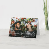 Kerstfeestdag foto van white Script Family Name Feestdagen Kaart (Voorkant)