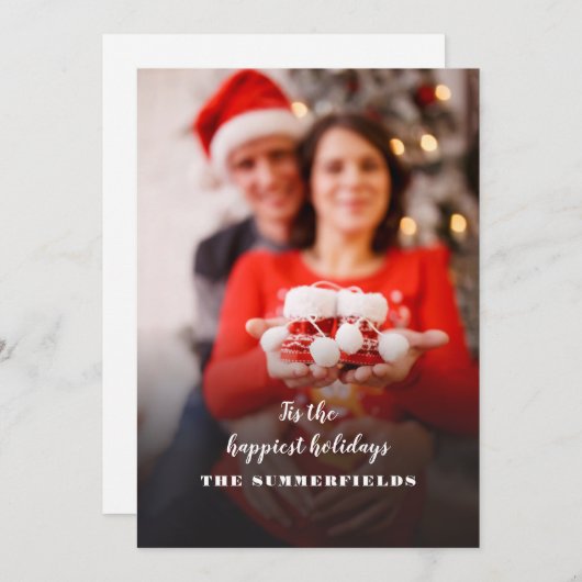 Kerstfeestdag Foto Zwangerschap Aankondiging (Voorkant / Achterkant)