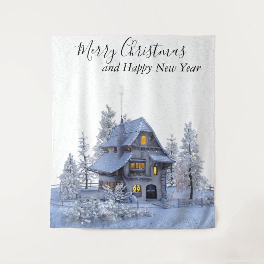 Kerstfeestdag Fotofoto's uit de achtergrond Tapest Wandkleed (Voorkant)