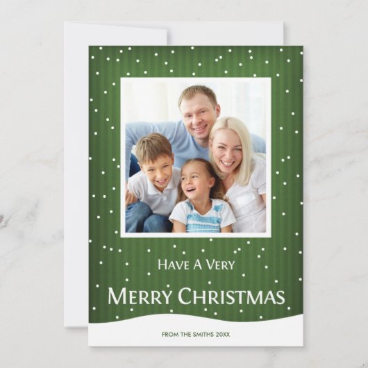 Kerstfeestdag Fotokaart Groene stripper Feestdagenkaart (Voorkant)