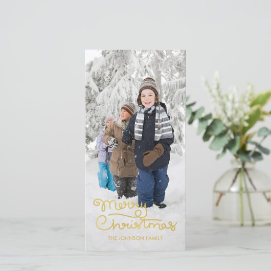 Kerstfeestdag - Fotokaart | Handschrift Feestdagenkaart (Staand voorkant)