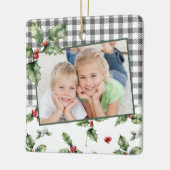 Kerstfeestdag Foto's Waterverf Floral Keramisch Ornament (Links)