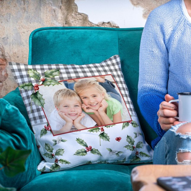 Kerstfeestdag Foto's Waterverf Floral Kussen (Creator heeft geüpload)