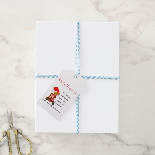 Kerstfeestdag Funny Quote Elf Cadeaulabel (Met Touw)