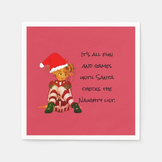 Kerstfeestdag Funny Quote Elf Red Servet (Voorkant)