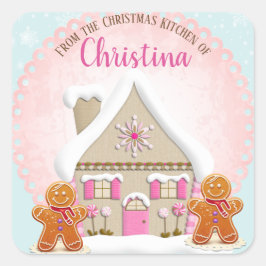 Kerstfeestdag gebakken koekje vierkante sticker
