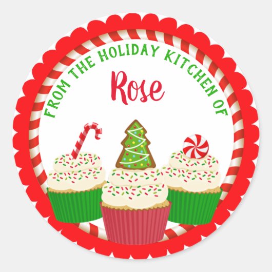 Kerstfeestdag gebakken koekjes ronde sticker (Voorkant)