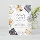 Kerstfeestdag geheim kerstcadeau-uitwisseling kaart (Staand voorkant)