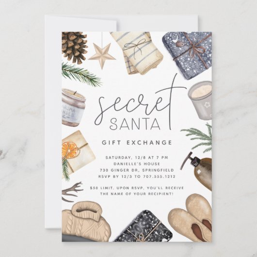 Kerstfeestdag geheim kerstcadeau-uitwisseling kaart (Voorkant)