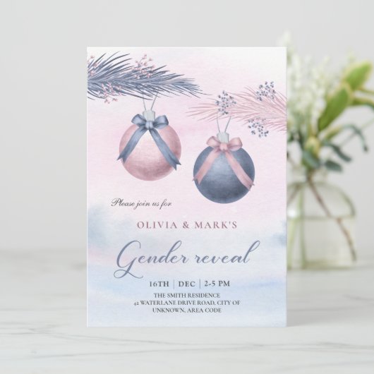 Kerstfeestdag Genderfeest Uitnodiging (Staand voorkant)