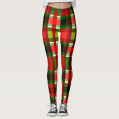 Kerstfeestdag gevarieerd vierkant buffel geplakt leggings (Voorkant)