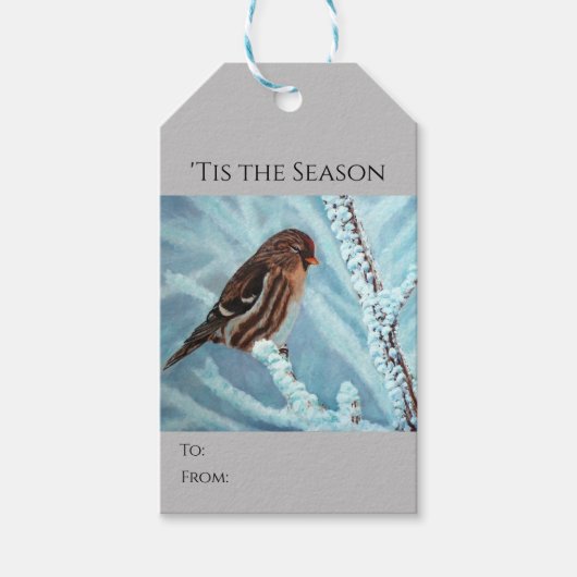 kerstfeestdag: Gift Bag met vogel Cadeaulabel (Voorkant)