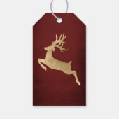 Kerstfeestdag Gift Label Burgunde Gold Reniadeer Cadeaulabel (Achterkant)