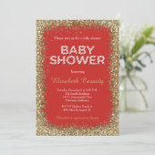 Kerstfeestdag Glitter Baby shower Uitnodiging (Staand voorkant)
