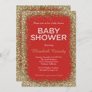 Kerstfeestdag Glitter Baby shower Uitnodiging