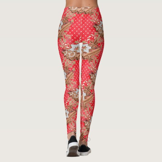 Kerstfeestdag Glitter Gingerbrood koekje Leggings (Achterkant)